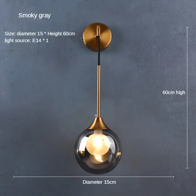 Modern Glass Ball LED Wall Sconce | Gold Nordic Indoor Wall Lamp