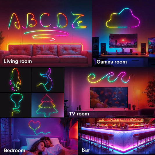 Neon LED Strip with Music Sync & Chasing Effects