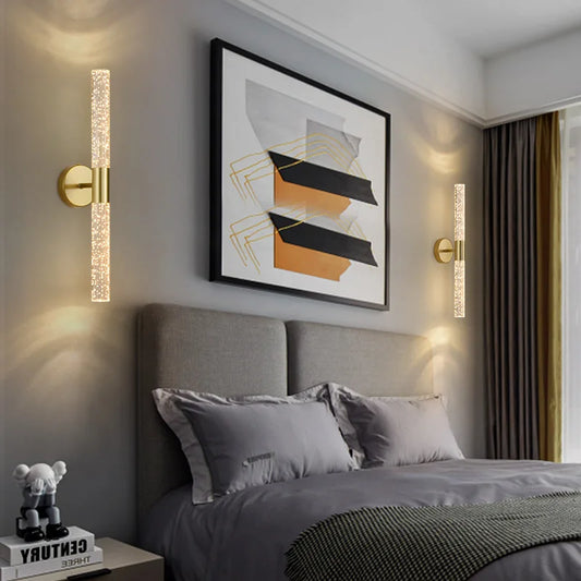Modern Crystal Rod LED Wall Sconce | Nordic Bedroom & Living Room Light