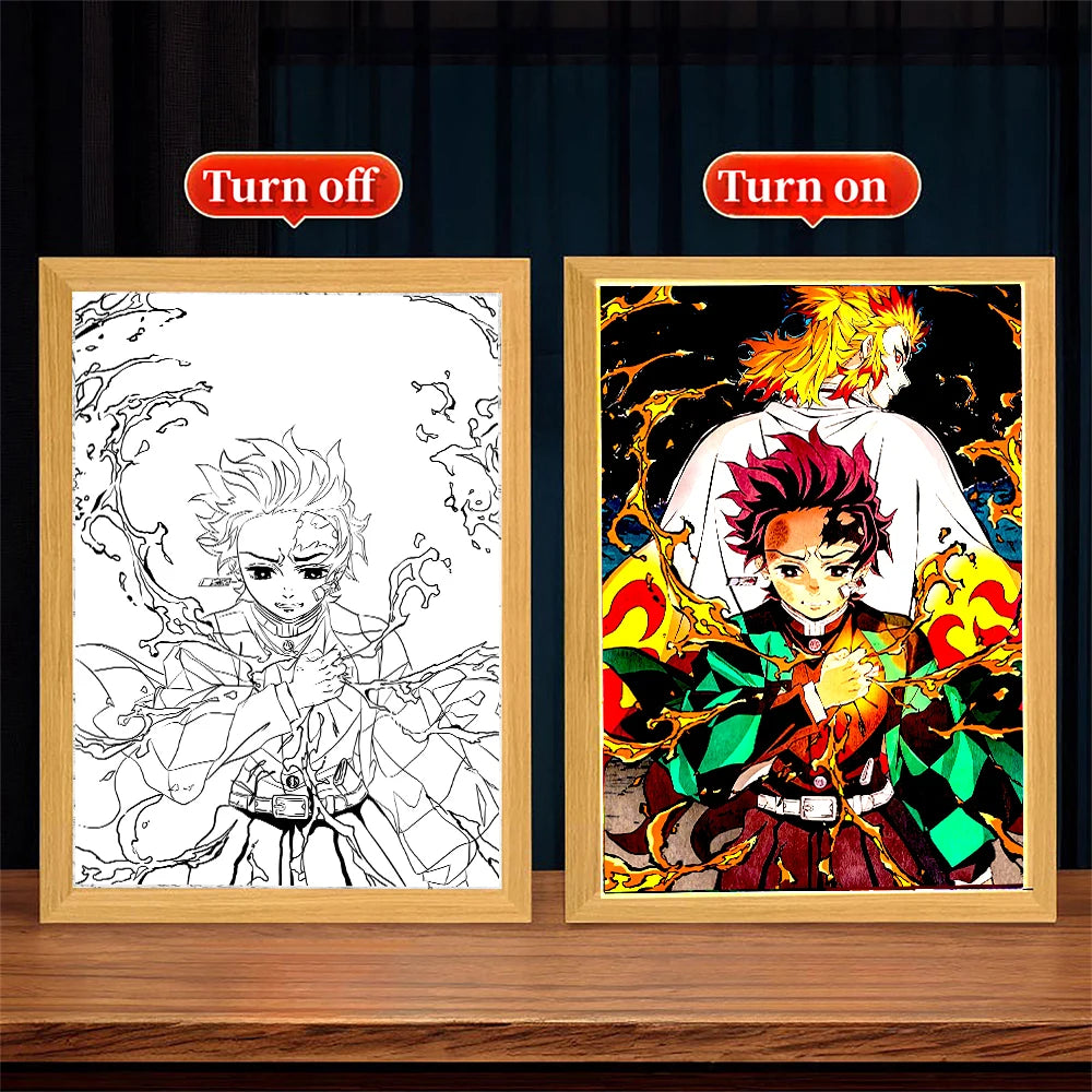 Anime Action LED Light Painting Frame | Bedroom & Desk Decorative Lamp