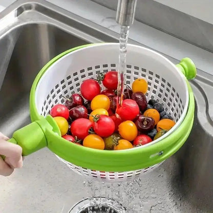 Rotating Drainage Basket for Fruit & Vegetables | Quick Wash and Dry Kitchen Strainer