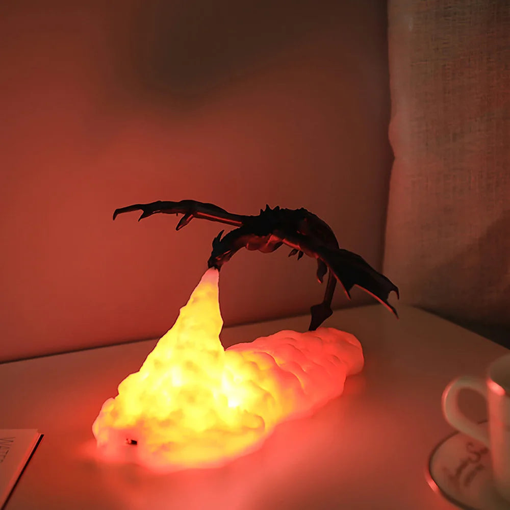 3D Printed Dragon LED Light | Desktop Gaming Decor Night Lamp