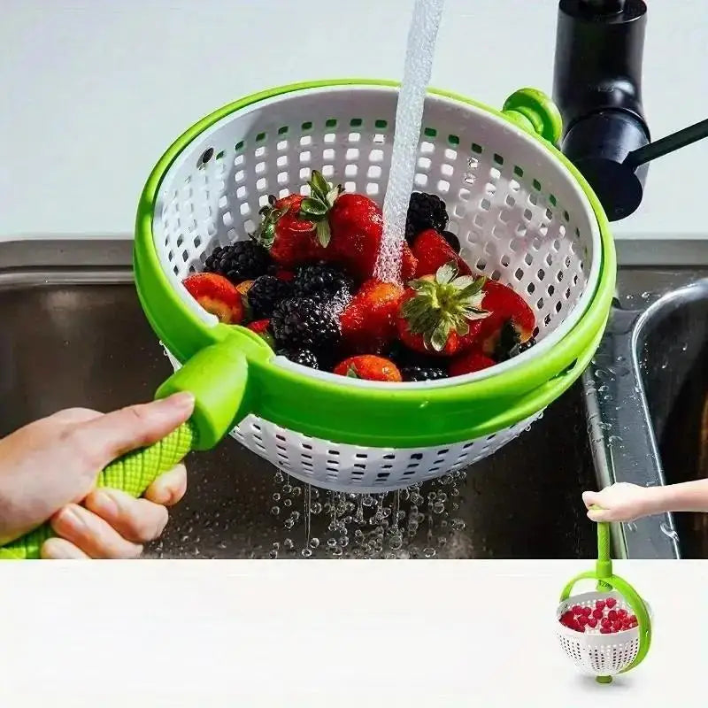 Rotating Drainage Basket for Fruit & Vegetables | Quick Wash and Dry Kitchen Strainer