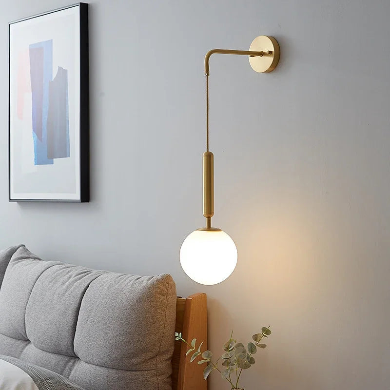 Nordic Glass LED Wall Lamp | Modern Luxury Bedside & Living Room Light