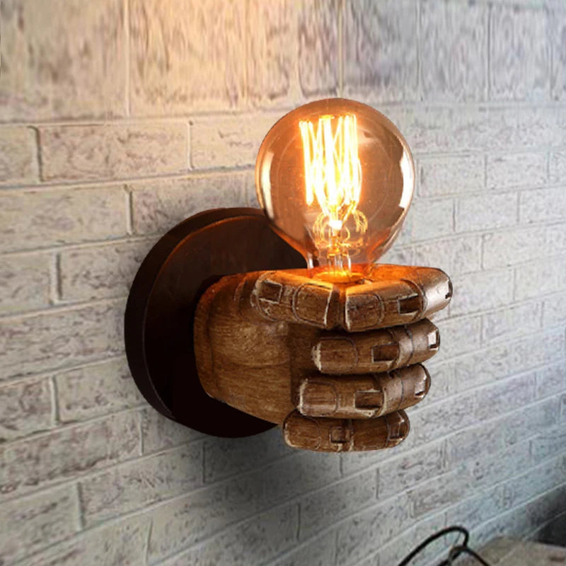 Nordic Retro Hand Wall Lamp | Artistic Resin Fist Wall Sconce