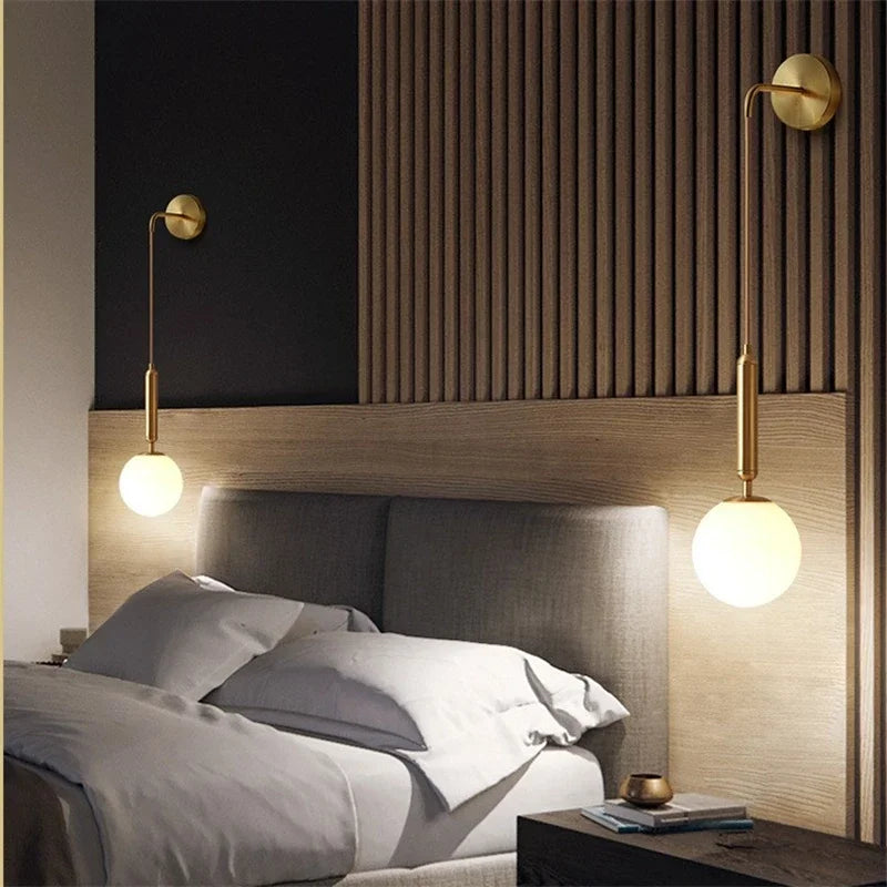 Nordic Glass LED Wall Lamp | Modern Luxury Bedside & Living Room Light