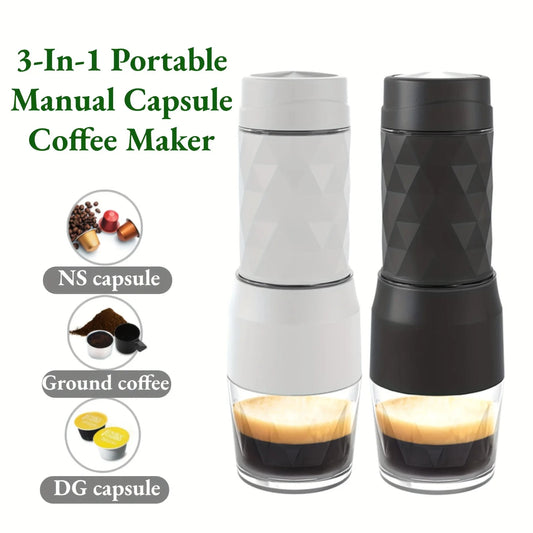 Portable Hand-Press Coffee Machine | Capsule & Ground Coffee Brewer