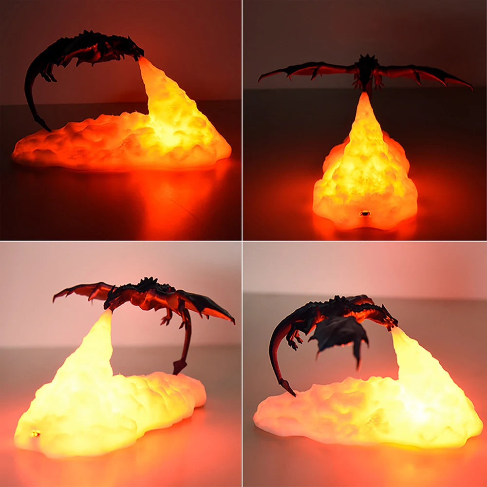 3D Printed Dragon LED Light | Desktop Gaming Decor Night Lamp