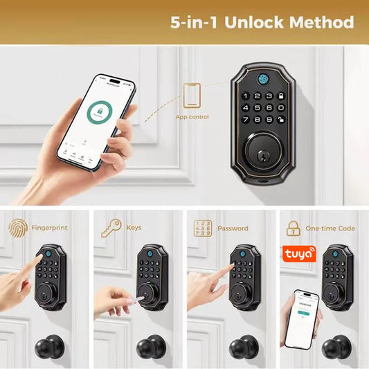 Cerradura inteligente para puerta interior con huella dactilar y PIN | Cerrojo sin llave