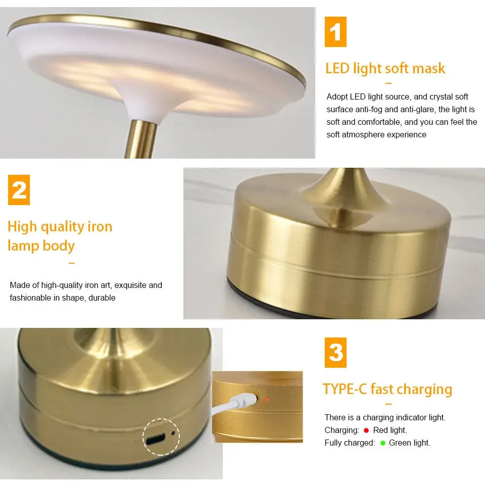 Portable Vintage LED Desk Lamp | Dimmable Touch Light for Home & Office
