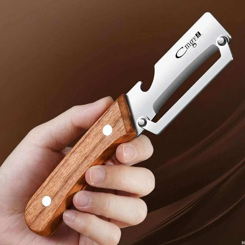 Wooden Handle Kitchen Peeler | Smooth Stainless Steel Blade