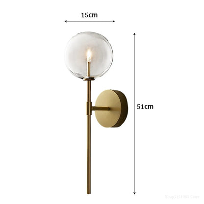 American Retro Glass Ball Wall Light | Nordic Long Wall Sconce