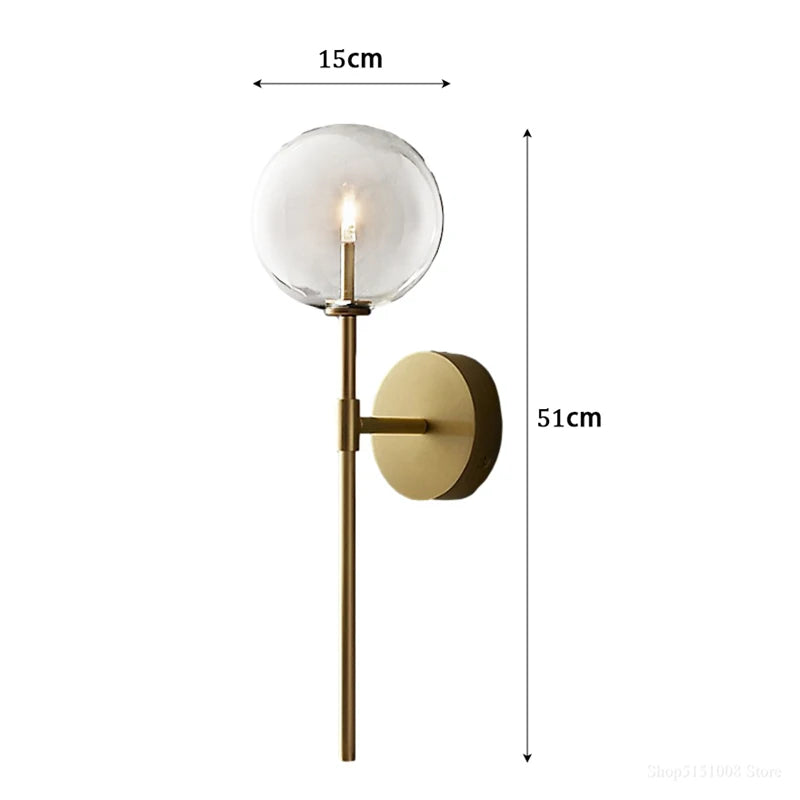 American Retro Glass Ball Wall Light | Nordic Long Wall Sconce