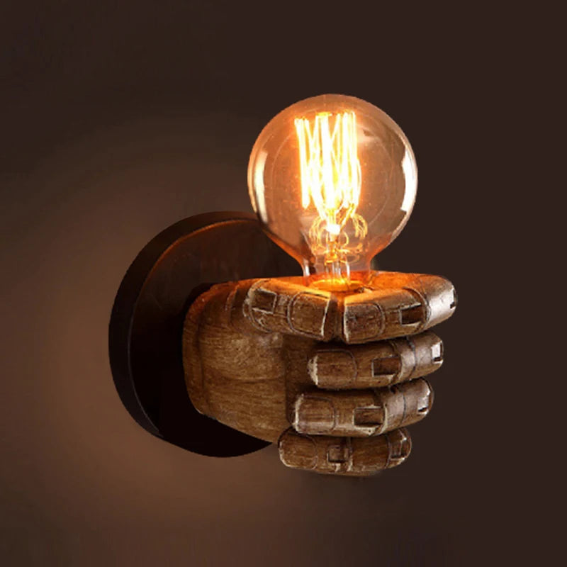 Nordic Retro Hand Wall Lamp | Artistic Resin Fist Wall Sconce