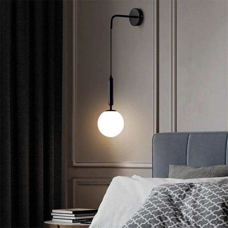 Nordic Glass LED Wall Lamp | Modern Luxury Bedside & Living Room Light