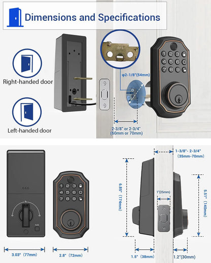 Internal Smart Door Lock with Fingerprint & PIN | Keyless Deadbolt