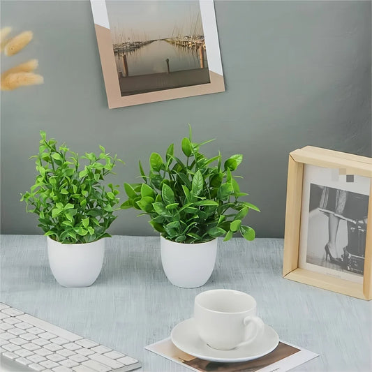 Mini Artificial Potted Plants Set (4 Pack) | Faux Greenery Home Decor