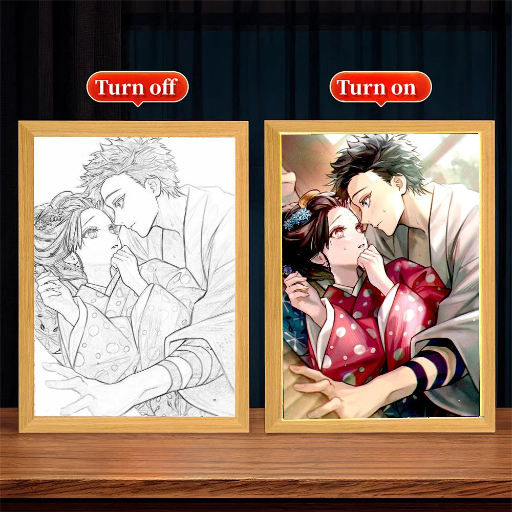 Anime Action LED Light Painting Frame | Bedroom & Desk Decorative Lamp