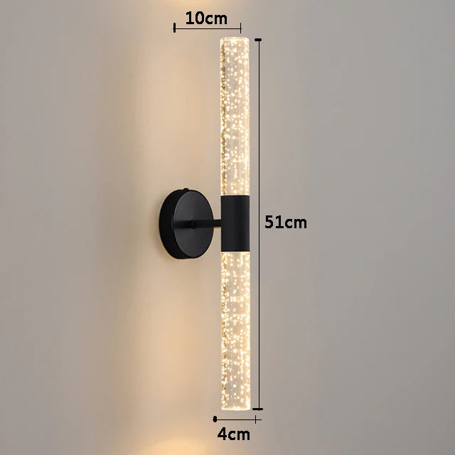Modern Crystal Rod LED Wall Sconce | Nordic Bedroom & Living Room Light