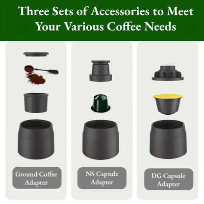 Portable Hand-Press Coffee Machine | Capsule & Ground Coffee Brewer