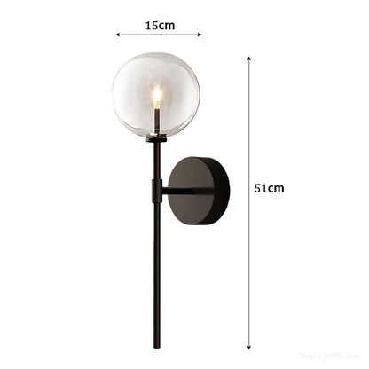 American Retro Glass Ball Wall Light | Nordic Long Wall Sconce