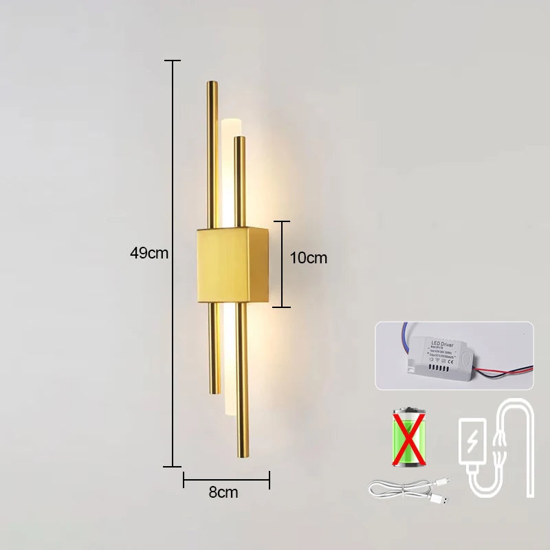Nordic Rechargeable LED Wall Lamp | Modern Bedside & Stair Lighting