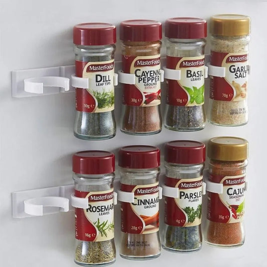 Adhesive Seasoning Bottle Holder Set | Wall Kitchen Storage Rack