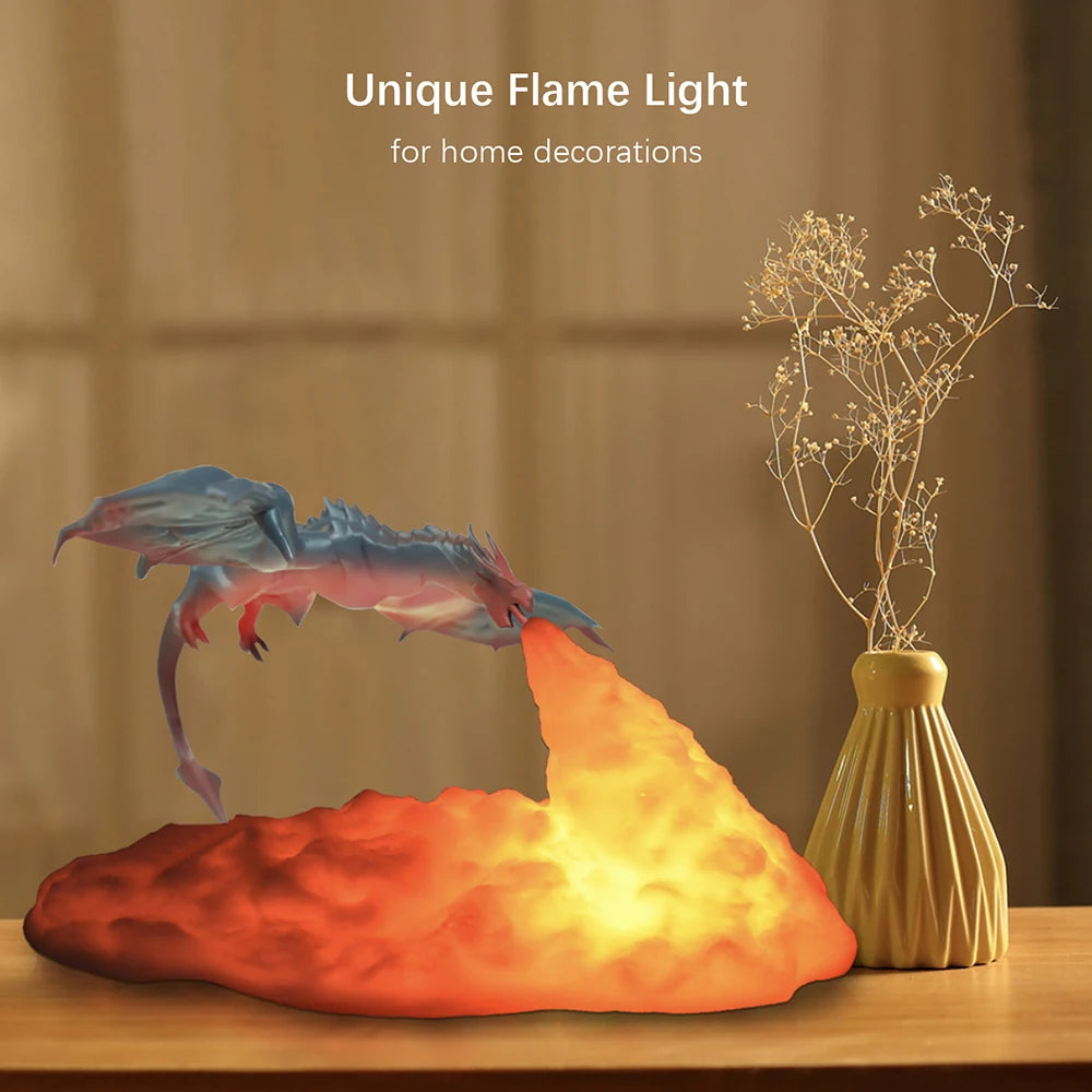3D Printed Dragon LED Light | Desktop Gaming Decor Night Lamp