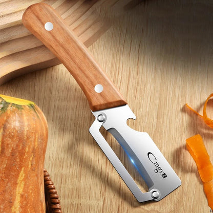 Wooden Handle Kitchen Peeler | Smooth Stainless Steel Blade