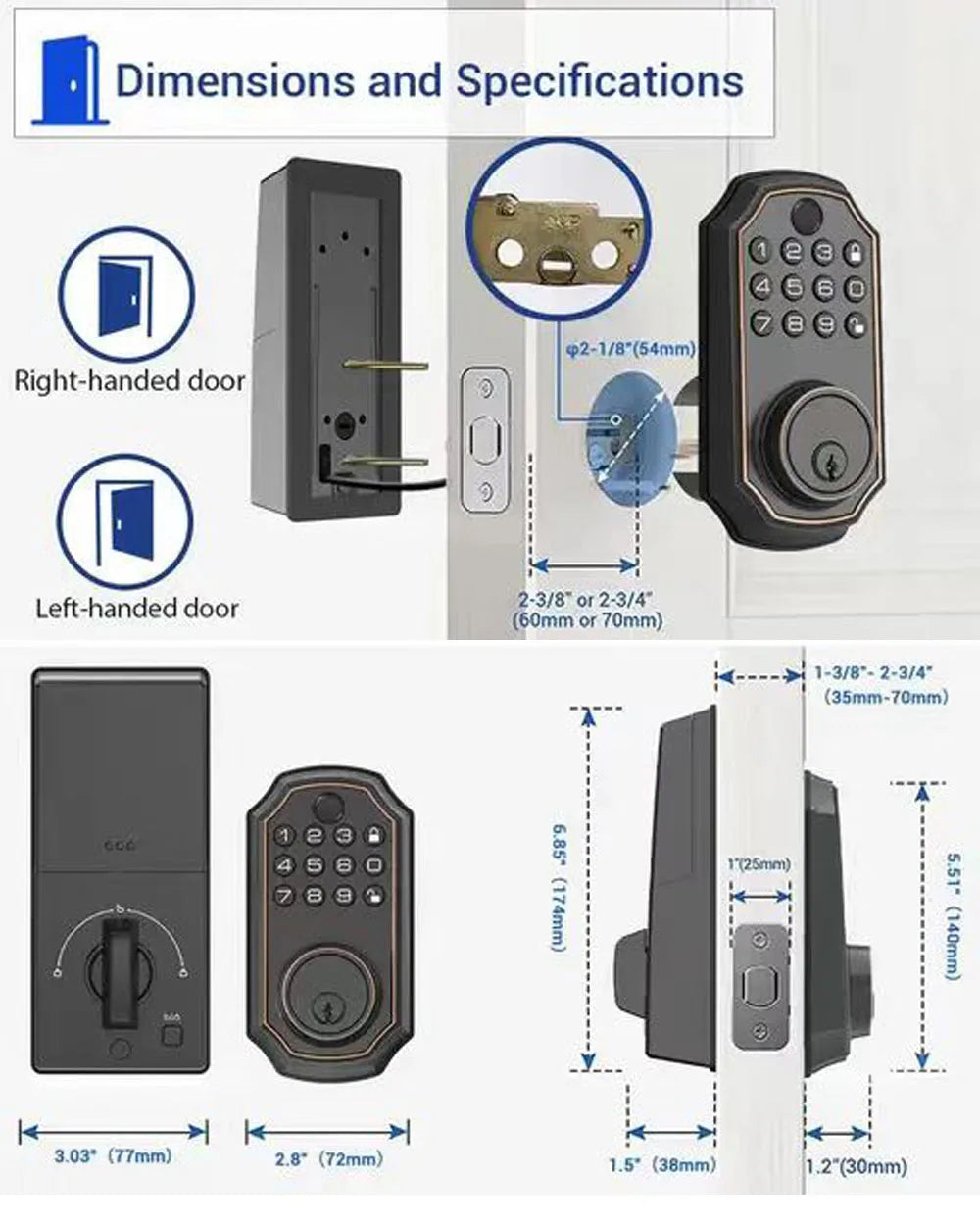 Internal Smart Door Lock with Fingerprint & PIN | Keyless Deadbolt