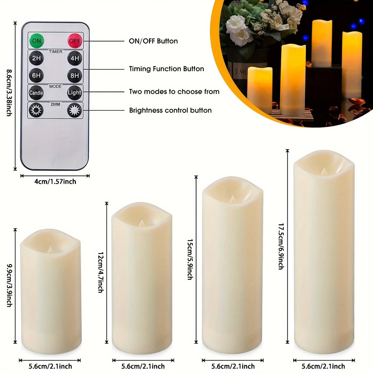 Flameless LED Candles with Remote & Timer | Indoor & Outdoor Set