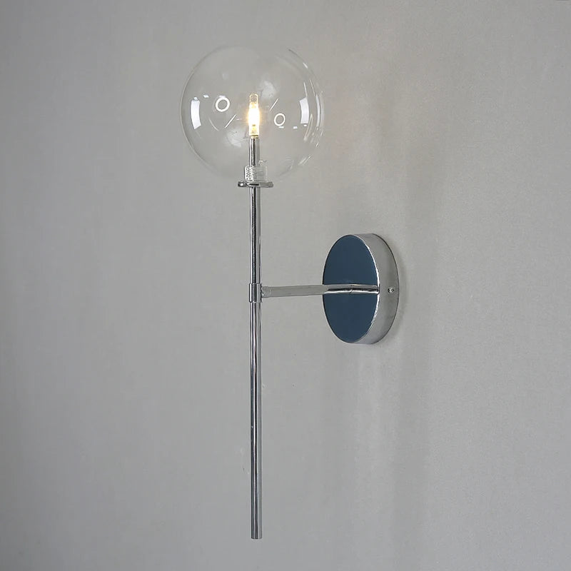 American Retro Glass Ball Wall Light | Nordic Long Wall Sconce