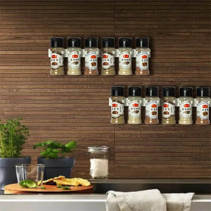 Adhesive Seasoning Bottle Holder Set | Wall Kitchen Storage Rack
