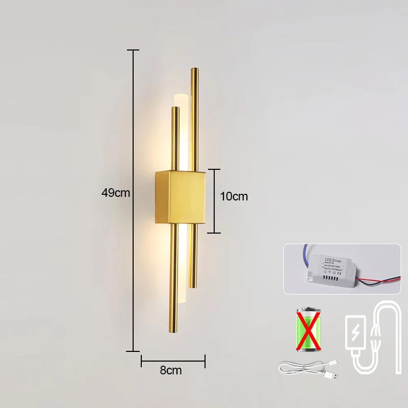 Nordic Rechargeable LED Wall Lamp | Modern Bedside & Stair Lighting